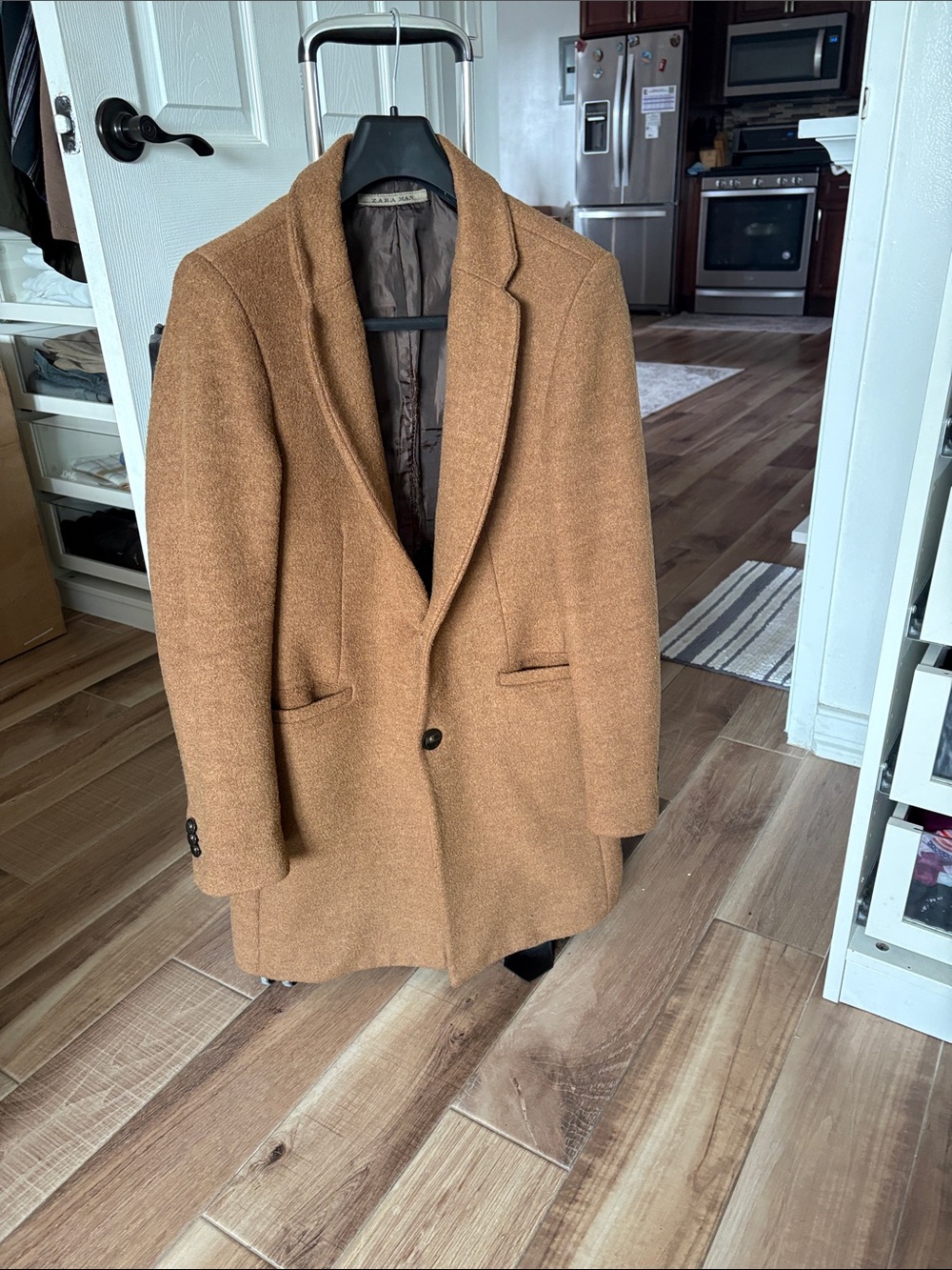 Zara Men's Camel Brown Pea Coat